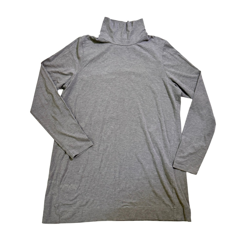 J. Jill Luxe Supima Turtleneck Tunic L Gray Long Sleeve Cotton Blend Knit Top